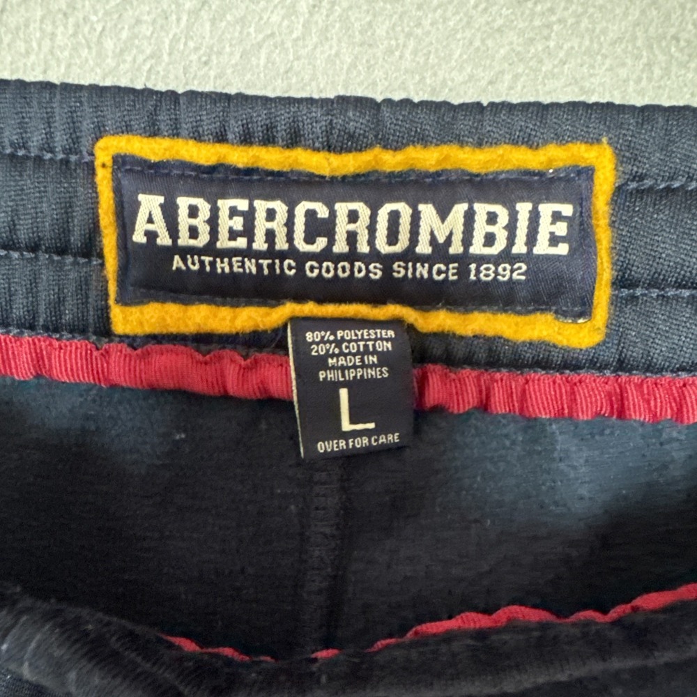 VTG Abercrombie & Fitch Sweat Pants Mens Sz L (40x29) Blue Track Zip Striped Y2K - Picture 8 of 10